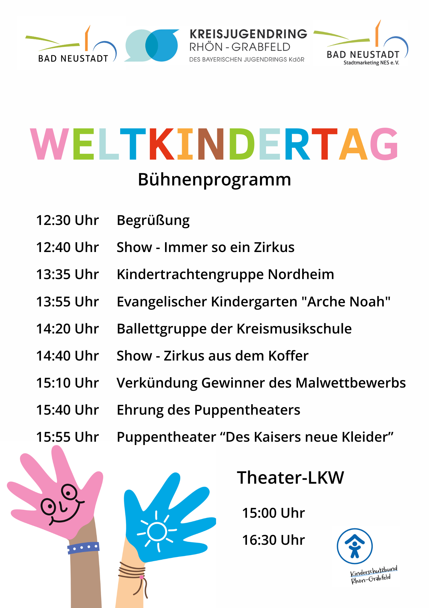 Es ist das Bühnenprogramm des Weltkindertags abgebildet